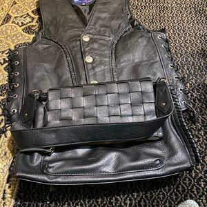 Leather vest and purse